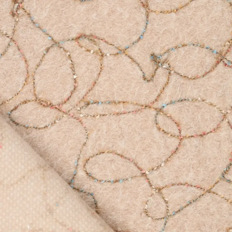 Mantelstof Bouclé Embroidery Lizzy Beige