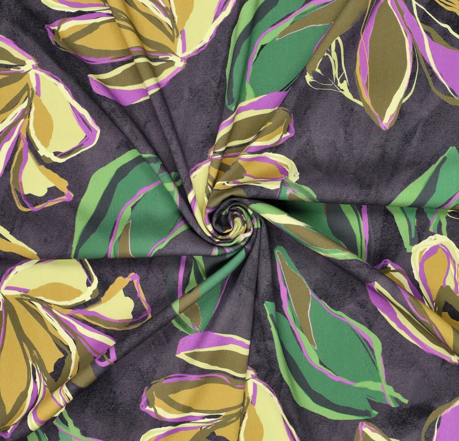 Viscose Stretch Tulip Lines Grey