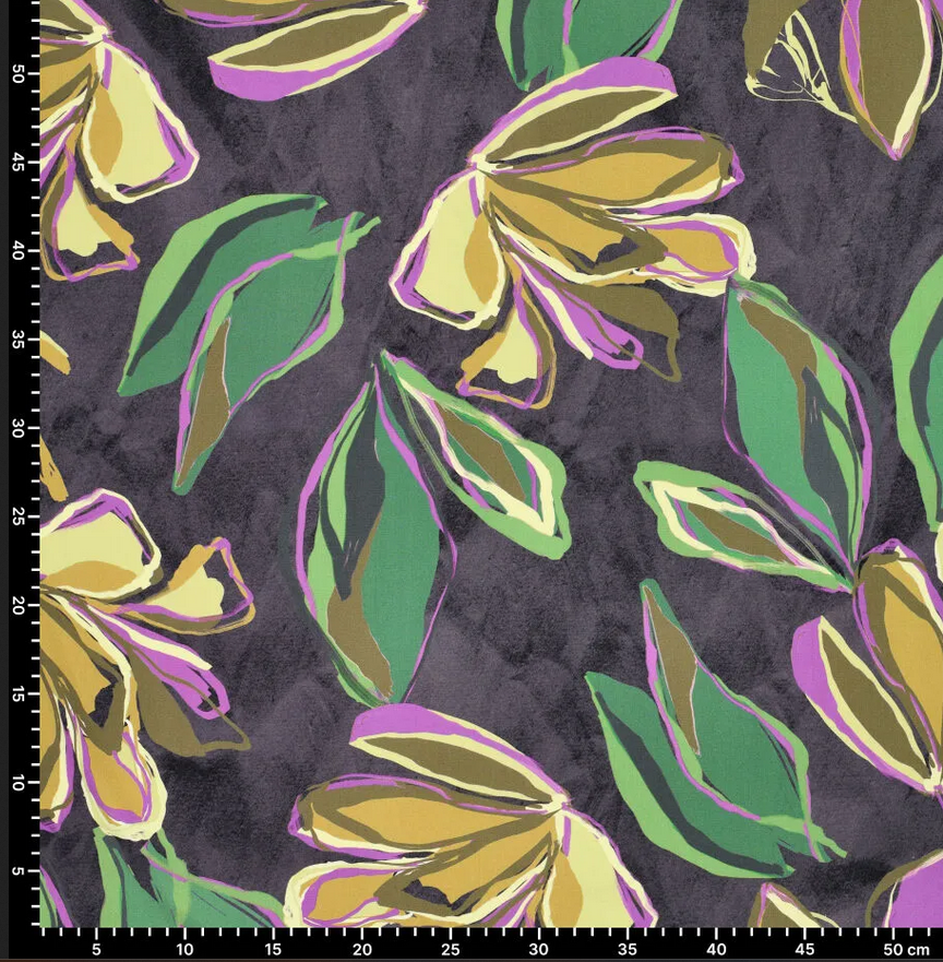 Viscose Stretch Tulip Lines Grey