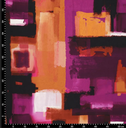 Viscose Stretch Satin Painting Violet/Orange