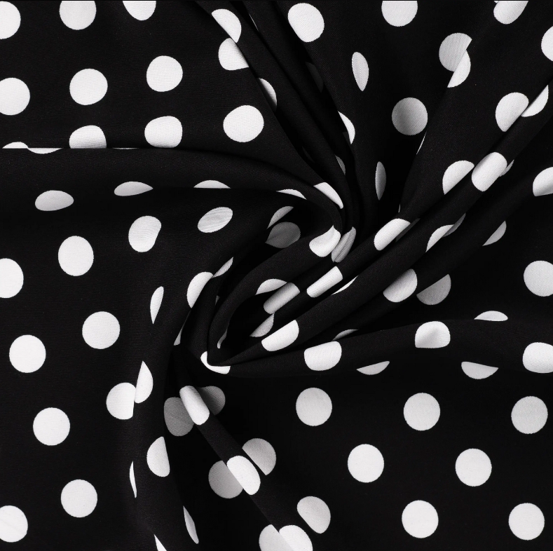 Viscose Twill Print Dots Black