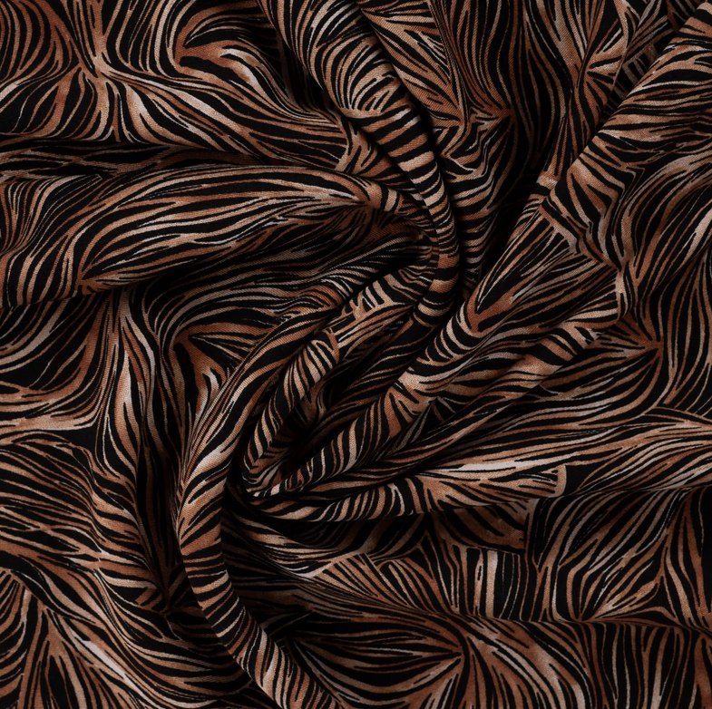Viscose Twill Print Abstract Taupe