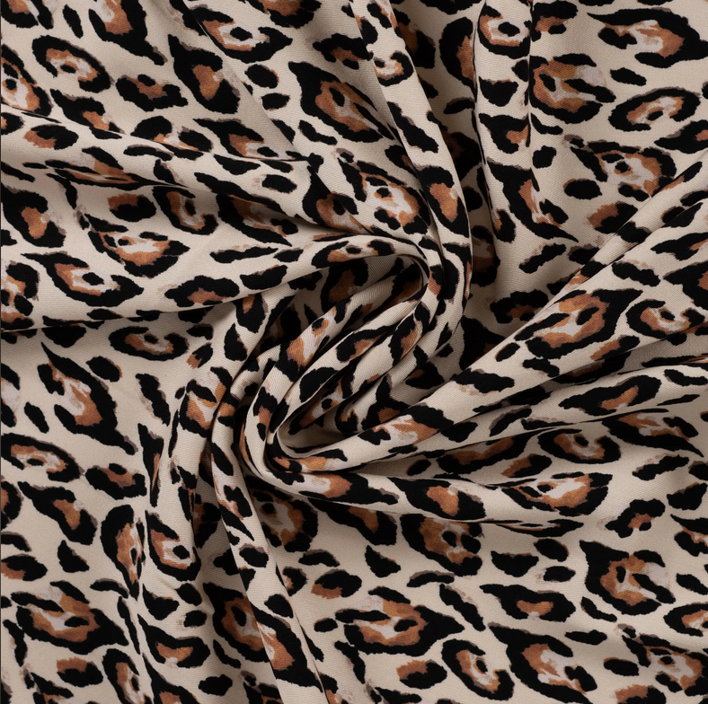 Viscose Twill Print Leopard Sand