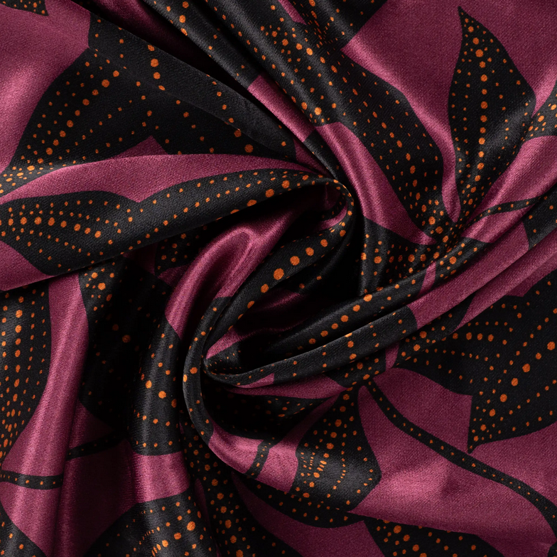 Viscose Satin Flower Wine