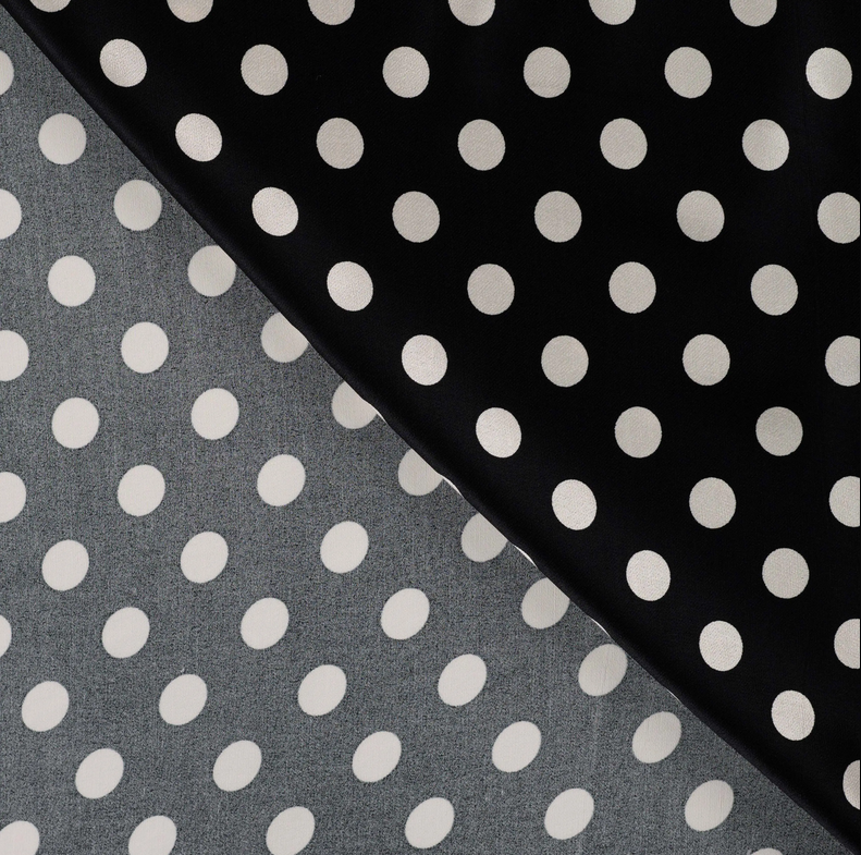 Viscose Satin Dots Black