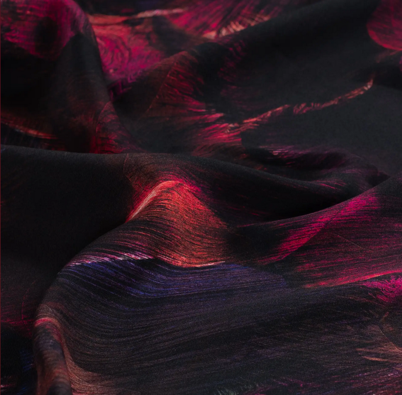 Viscose Ecovero Twill Leaves Cyclam