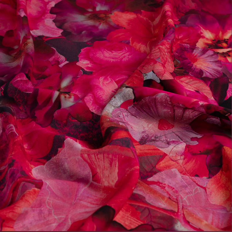 Viscose Ecovero Twill Flowers Cyclam