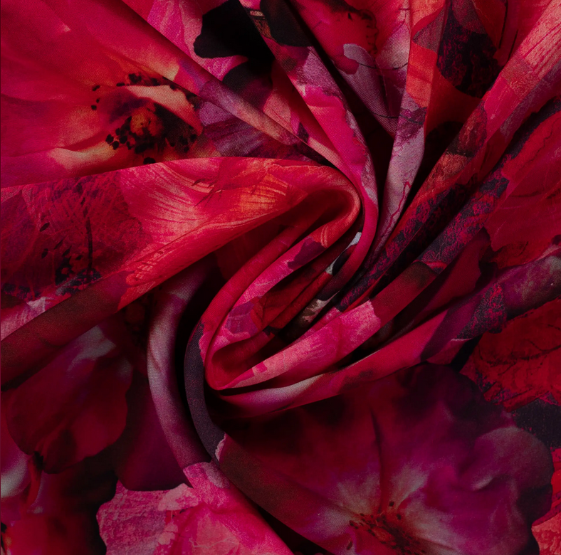 Viscose Ecovero Twill Flowers Cyclam