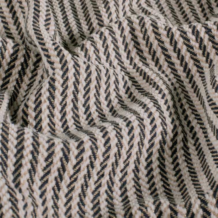 Mantelstof Jacquard Visgraat Navy