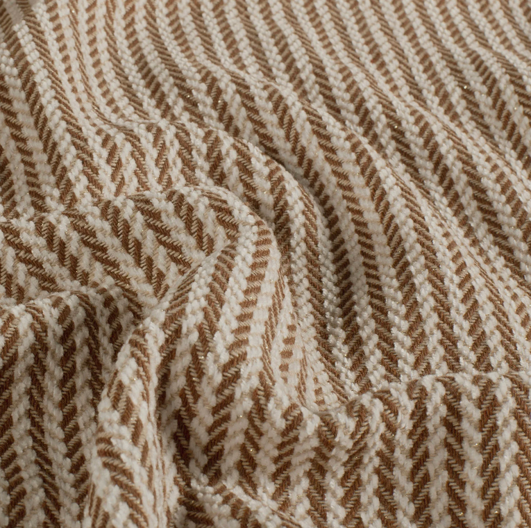 Mantelstof Jacquard Visgraat Brown
