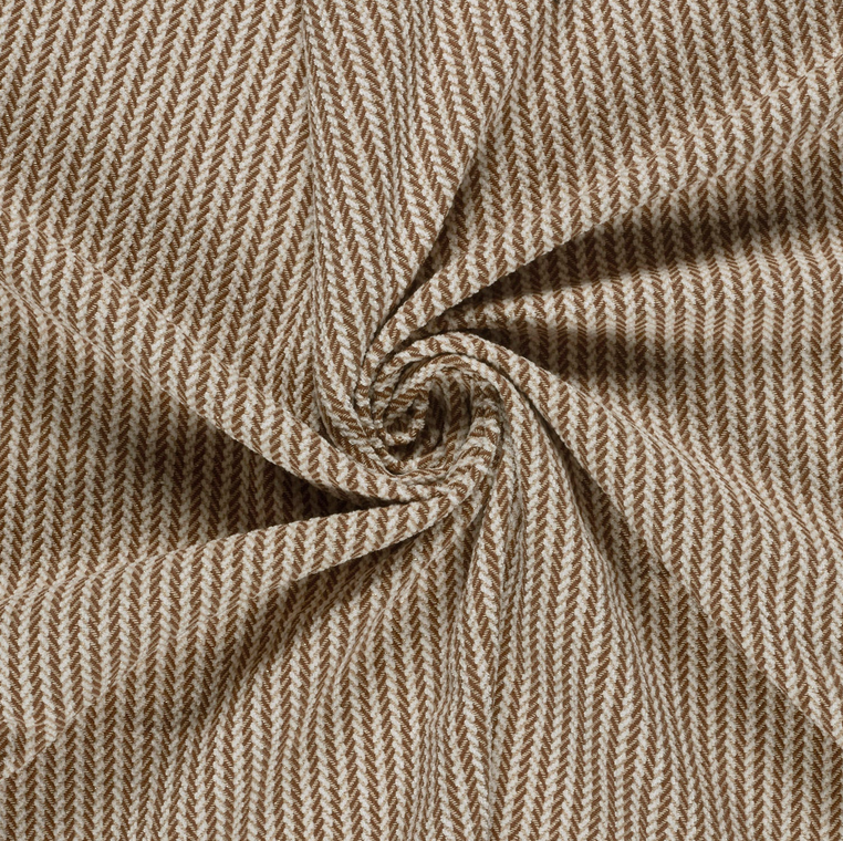 Mantelstof Jacquard Visgraat Brown