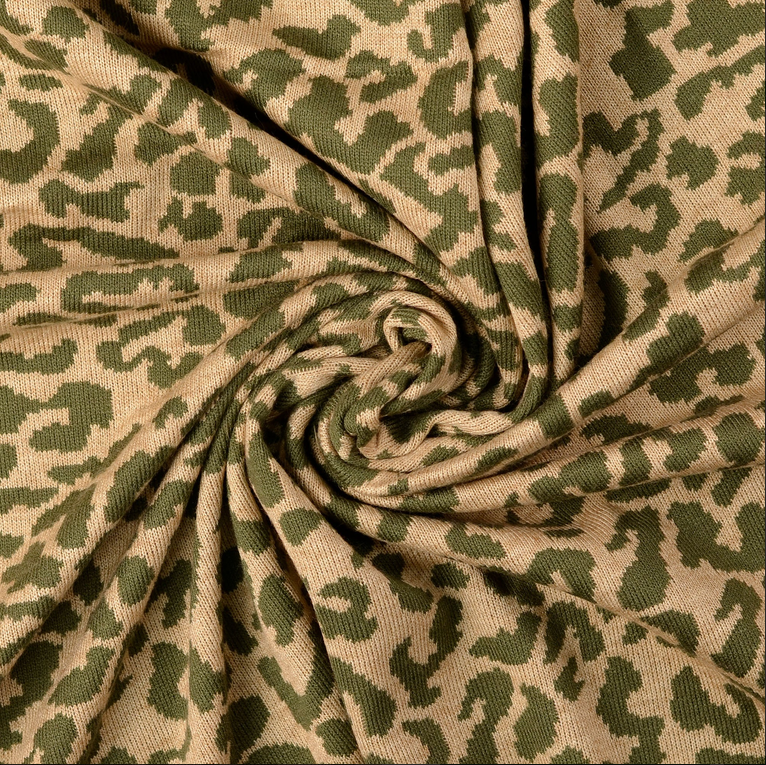 Jersey Jacquard Leo Olive Green