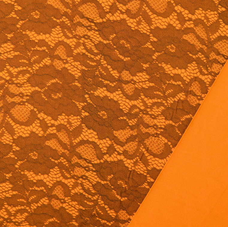 Viscose Satin Laceprint Orange