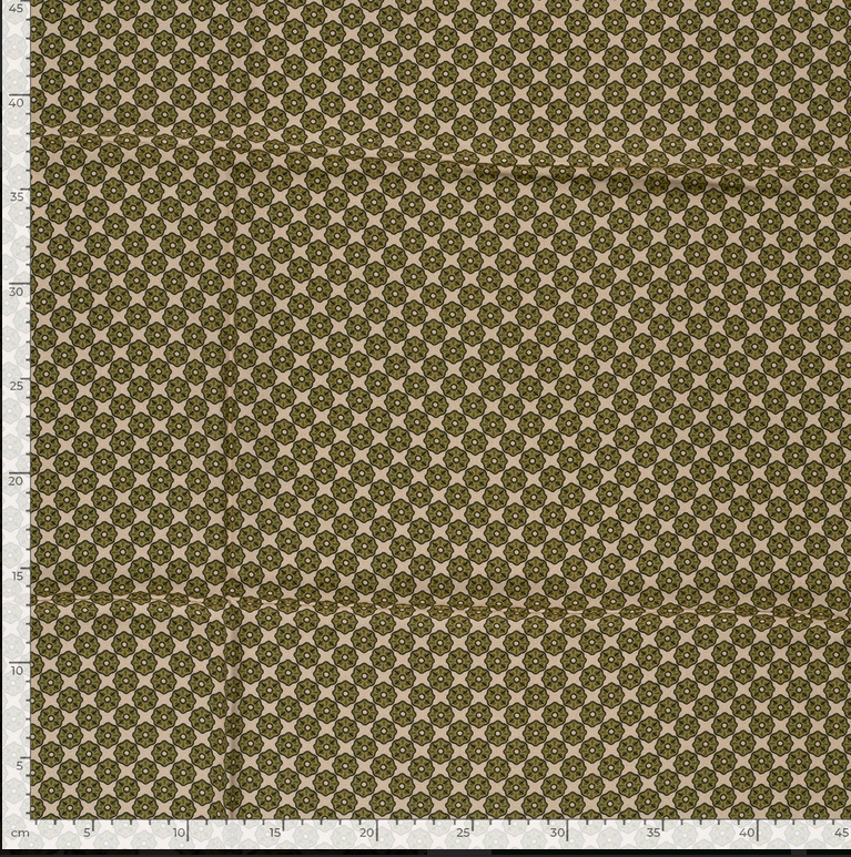Viscose Satin Retroprint Kaki