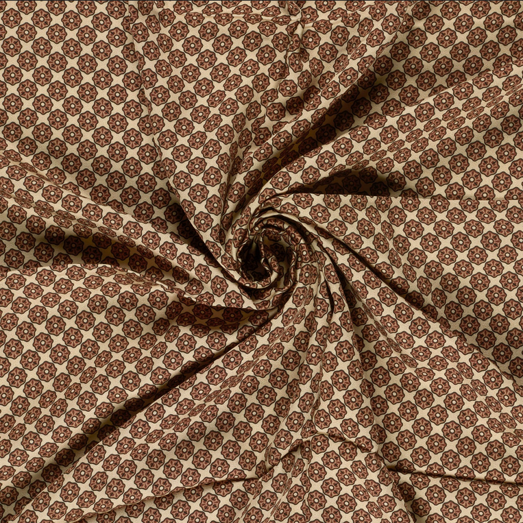 Viscose Satin Retroprint Brown