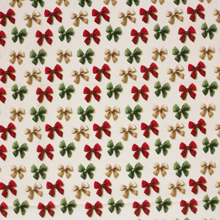 Kerst - Digital Print Bows Off White