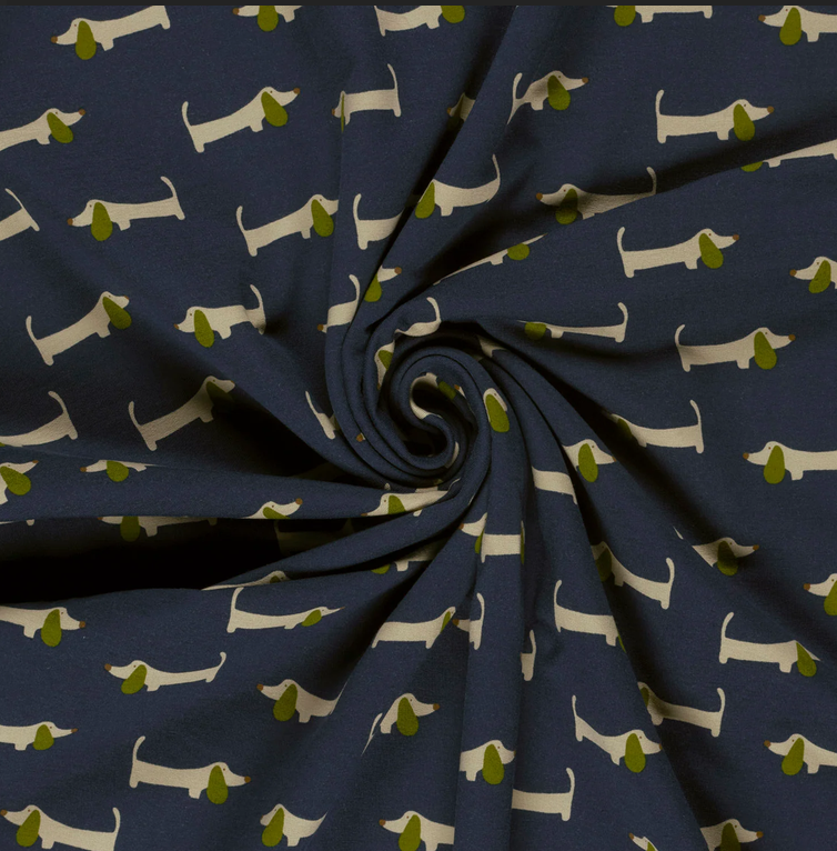 Jersey Katoen Dachshund Navy