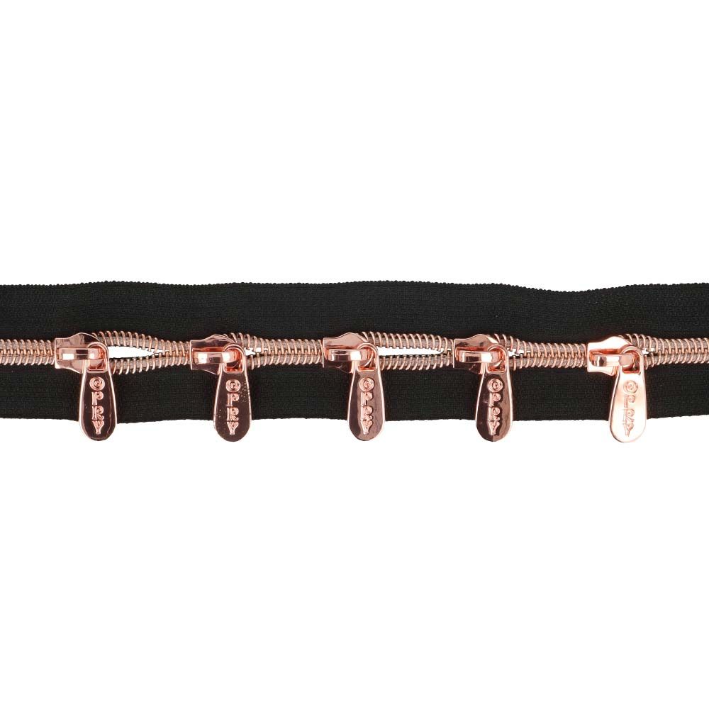 Spiraal rits metallic 2m incl. 5 schuivers Rosé goud
