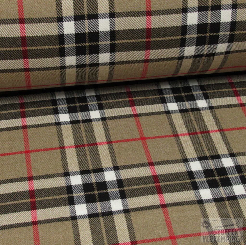 Stretch Tartan Check Camel