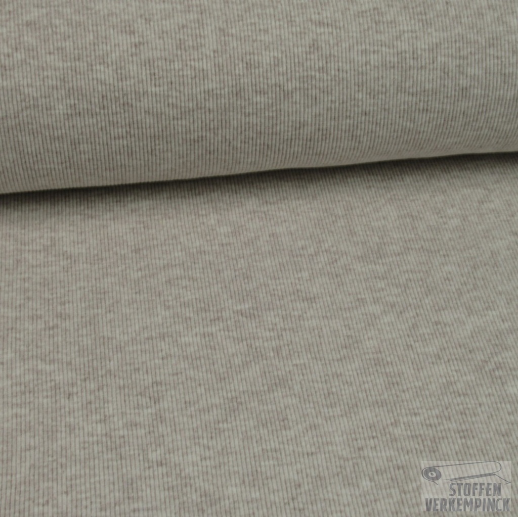 Boordstof Rib Mélange Licht Beige