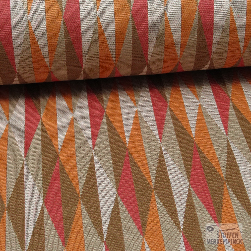 Jersey Jacquard Geometrie Oranje