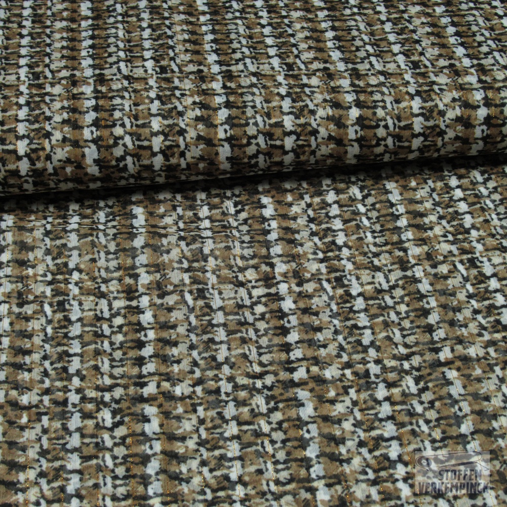 Polyester Voile Lurexdraad Abstrakt Bruin VERLAAGDE PRIJS