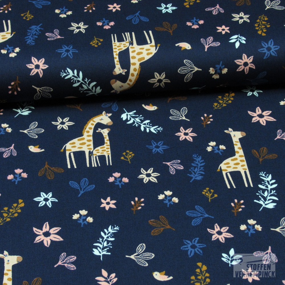 Poplin Bio Giraf Navy