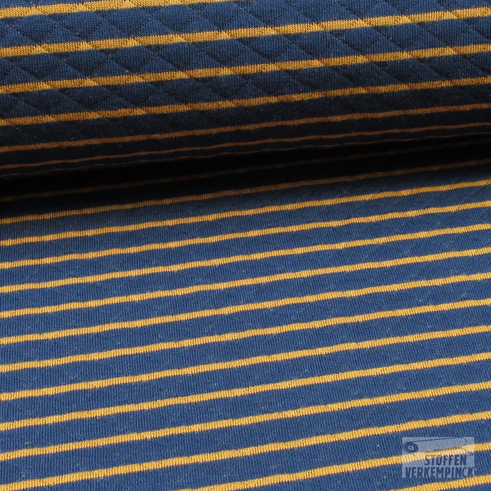 Jersey Quilt Yarn Dyed Stripes Navy