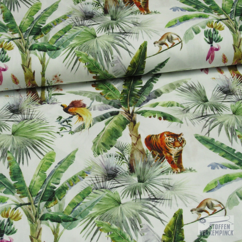 Poplin Digitaal Bedrukt Jungle Snoozy Fabrics (Design A)