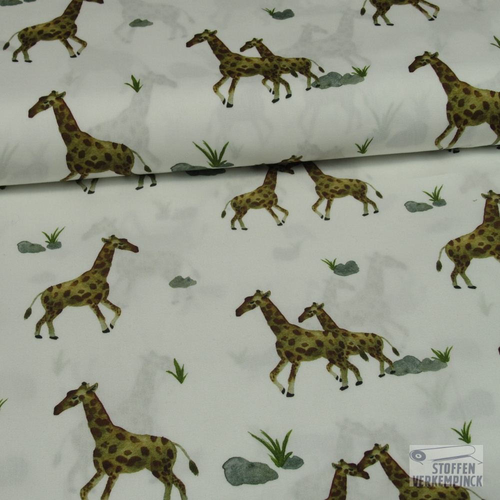 Poplin Digitaal Bedrukt Mix Aspen Snoozy Fabrics (Giraffen)