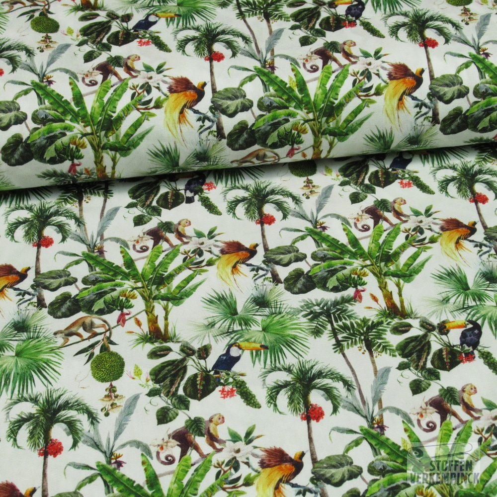 Poplin Digitaal Bedrukt Jungle Snoozy Fabrics (Design C)