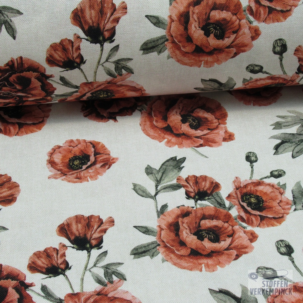 Canvas Digital Poppies Naturel
