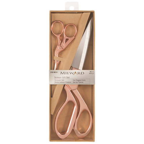 Milward cadeauset naaischaar 20cm en borduurschaar ooievaar 9,5cm roségoud