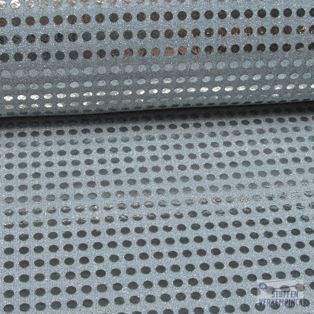 Paillettenstof Zilver/Wit