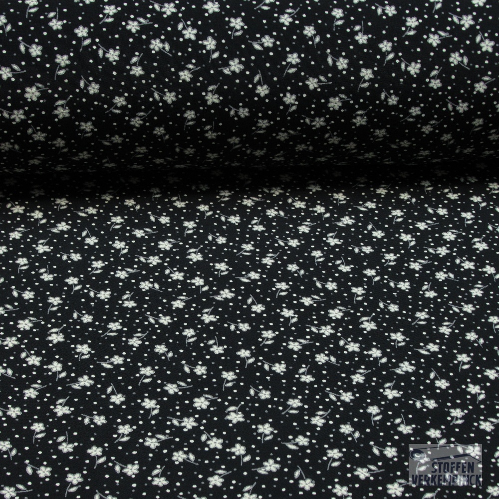 Viscose Zwart met klein bloempje VERLAAGDE PRIJS