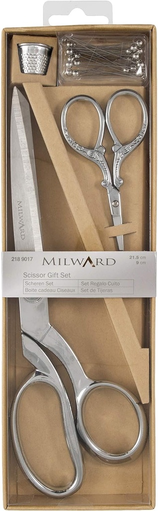 Milward cadeauset premium naaischaar 21,5cm en borduurschaar 9,5cm Zilver