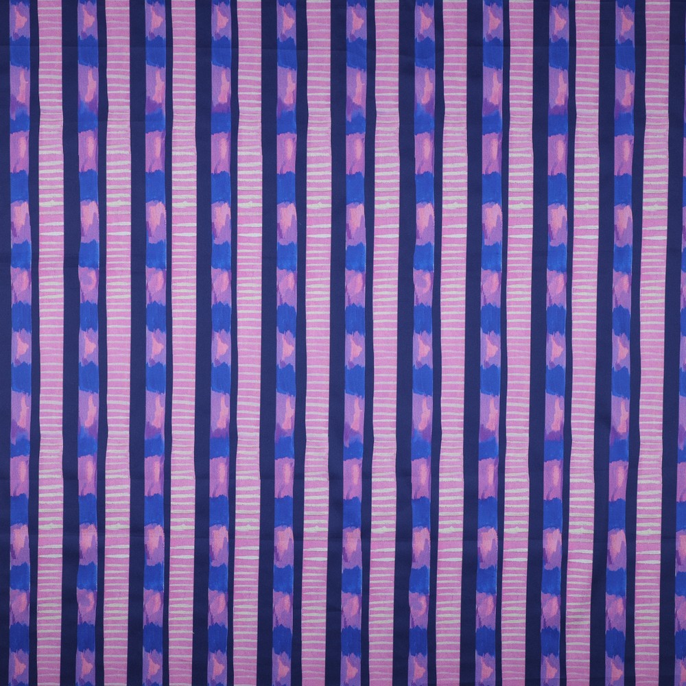 Nerida Hansen Cotton Satin Digital Stripe Dark Cobalt