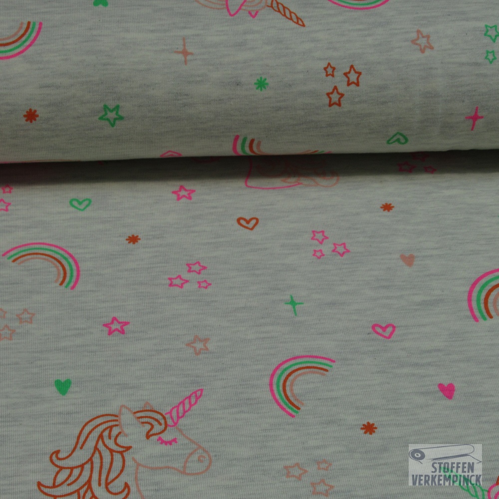 Jersey Melange Neon Unicorn Ecru