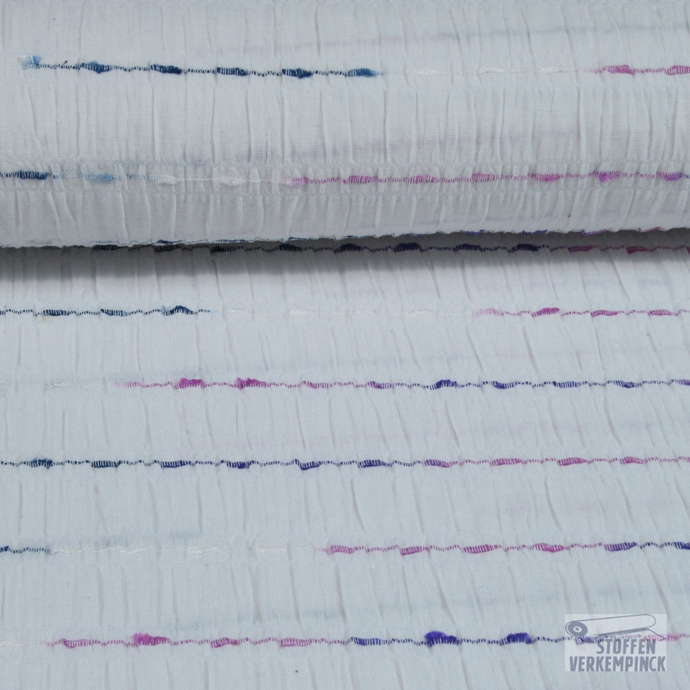 Crinkle Cotton Dobby Stripe White