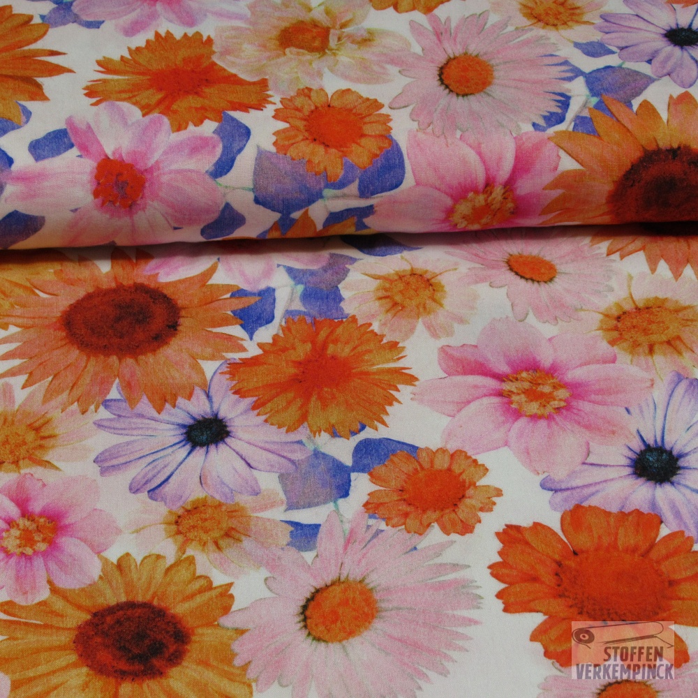 Viscose Digi. Margrieten Wit