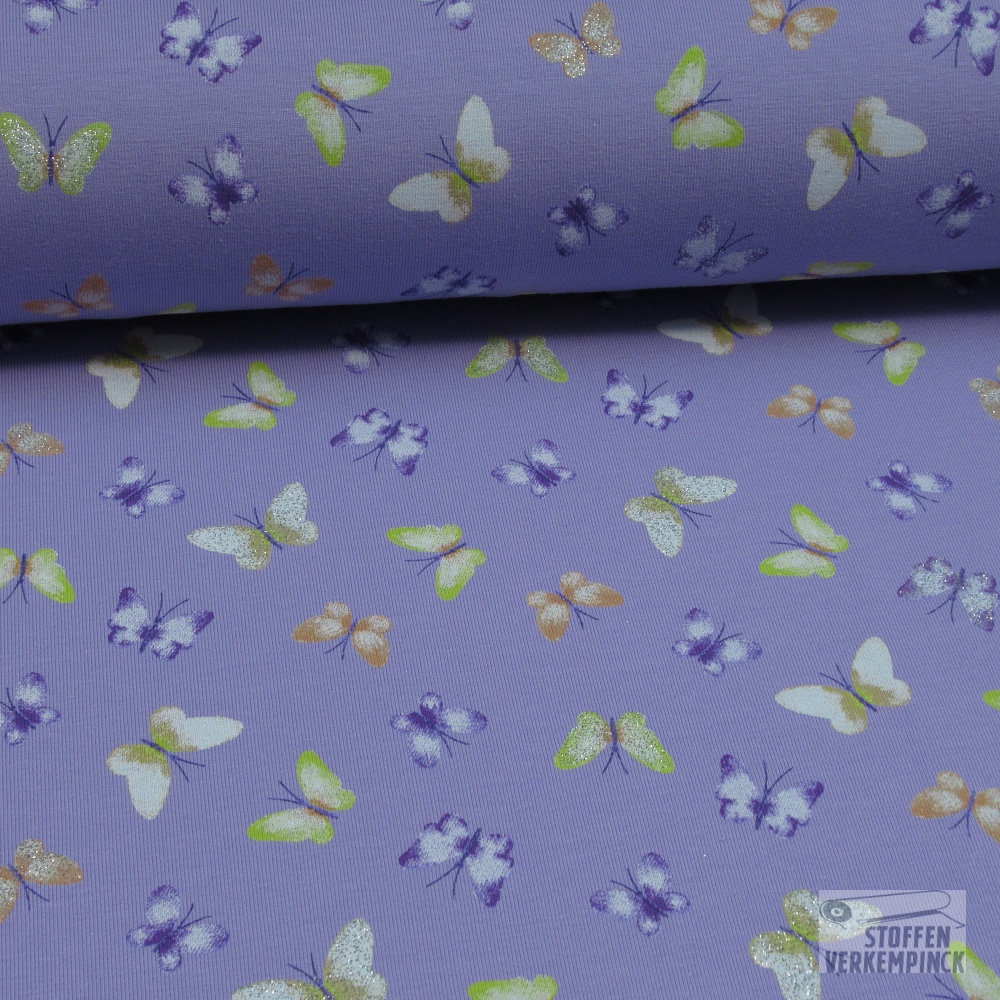 Jersey Foil Print Butterflies Violet