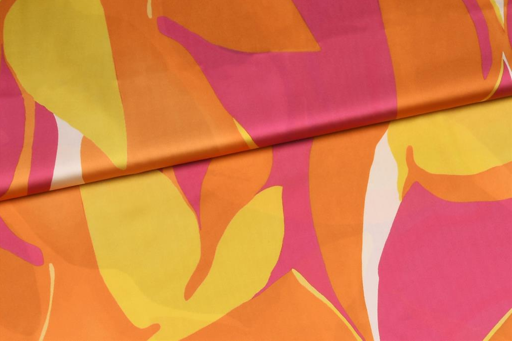 Polyester Abstract Floraal Orange/Pink/Lime