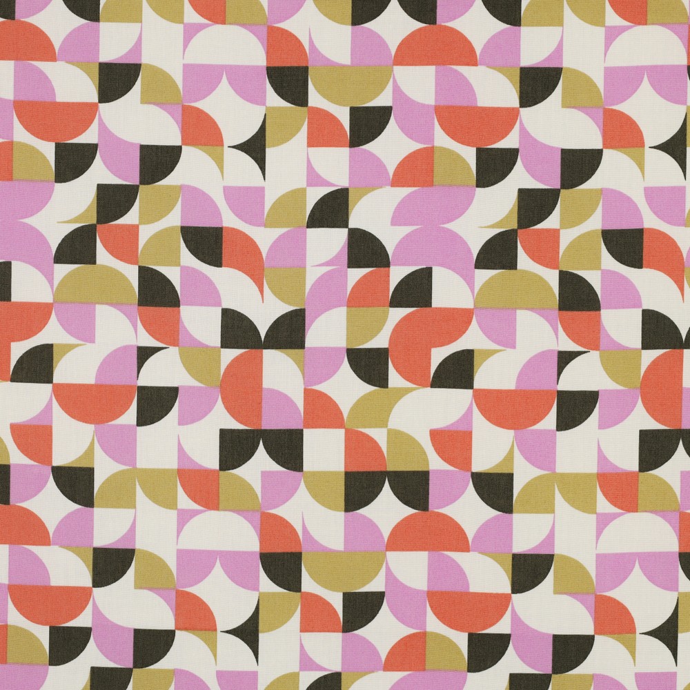 Fine Poplin Geometric Ecru/Army Green