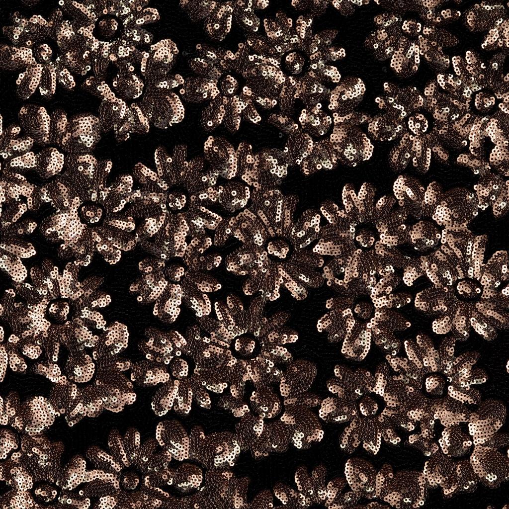 Fluweel met pailletten Zwart/Koper