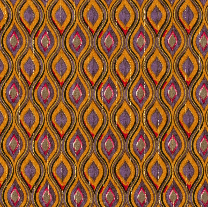 Borkencrêpe Lurex Retro Ochre/Purple