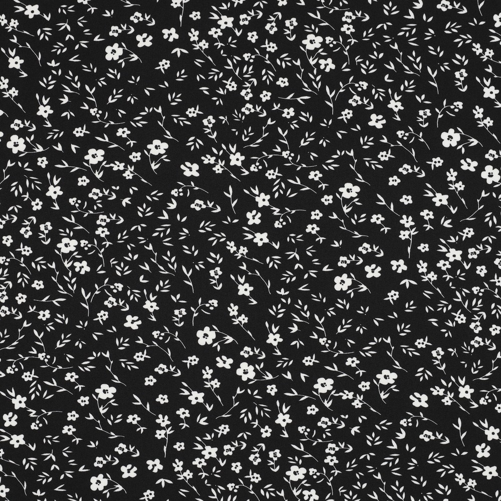 Stretch Magnolia Little Flowers Black