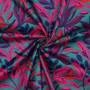 Cotton Satin Lush Leaves Petrol Nerida Hansen