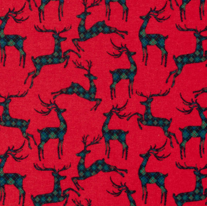 Kerststof Flanel Rendier Rood
