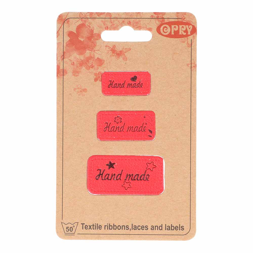 Opry skai-leren labels handmade rood