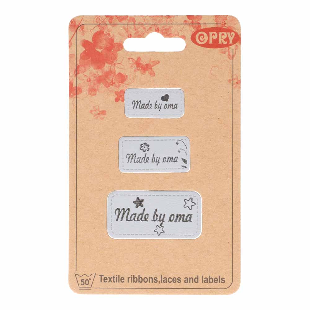 Opry skai-leren labels made by oma grijs